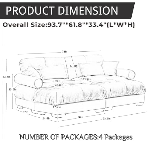 130" Modular Sectional Sofa,Velvet Upholstered Couches for Living Room,3 Seater Green Sofa Couch with Movable Ottoman