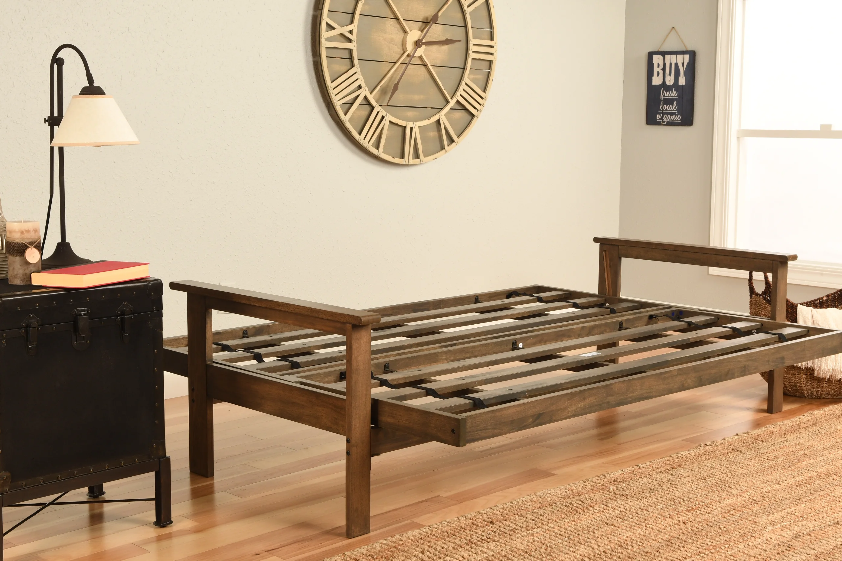 Albany Futon in Rustic Walnut Finish, Multiple Colors