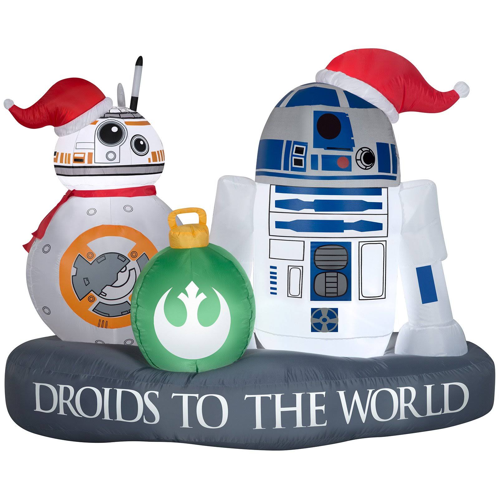 5& Wide Airblown Stylized R2-D2 and BB-8 Droid to The World Scene Star Wars Christmas Inflatable