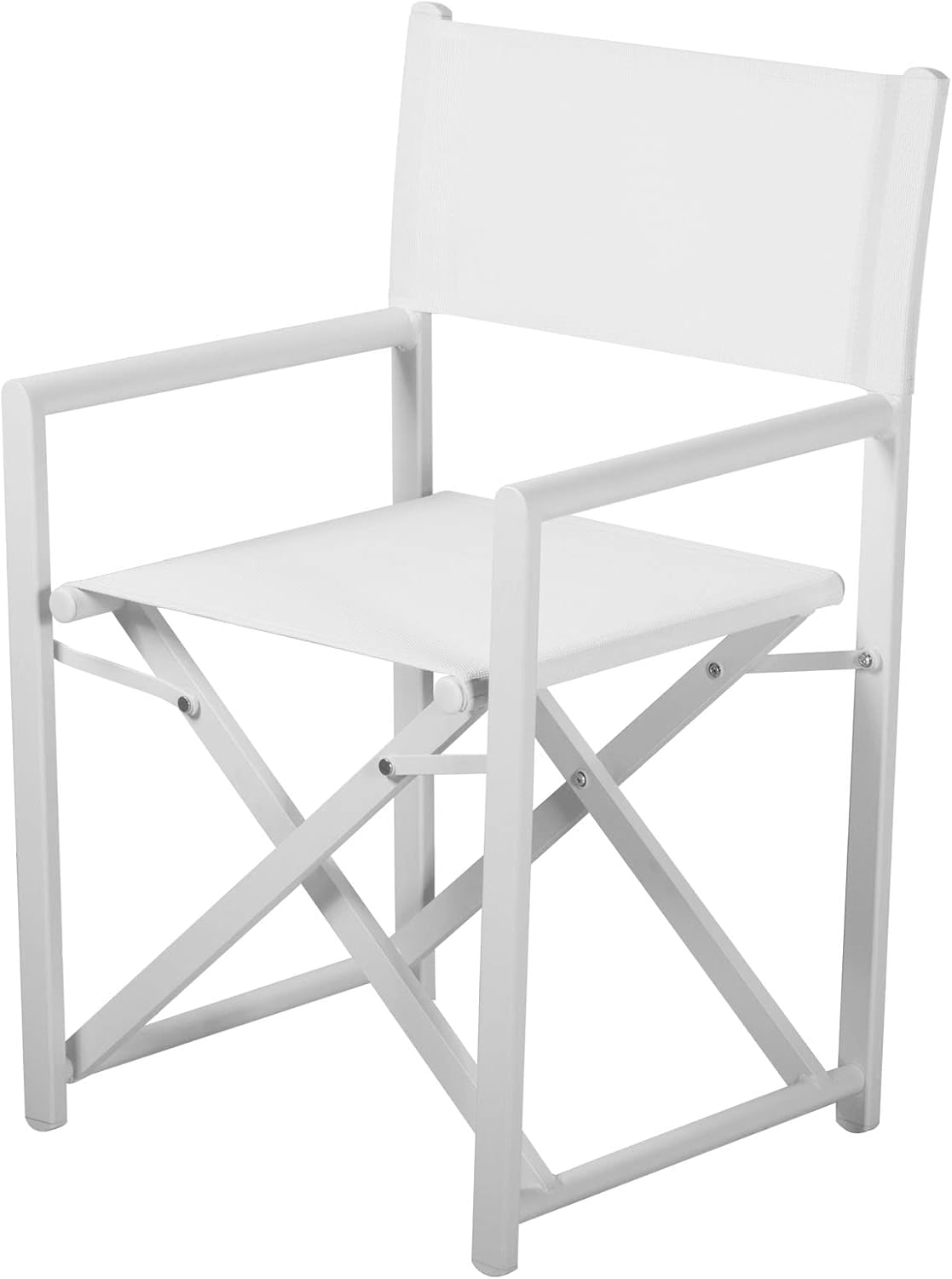 Outogether Aluminium Directors Chair Portable Folding Chair for Patio, Camping, Picnic and Outdoors (White)