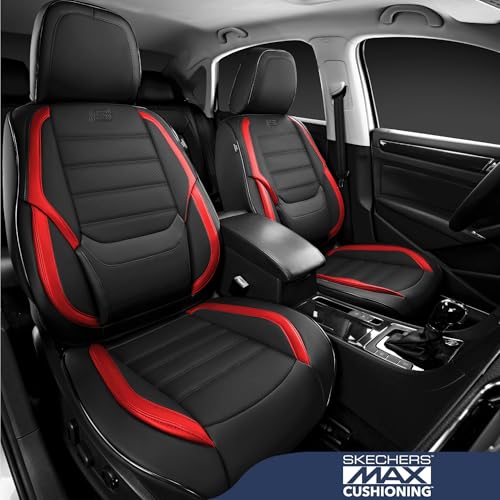 Skechers MAX Cushioning Seat Covers,Memory Foam Leather Car Seat Covers,Waterproof Car Seat Protector Front Seats