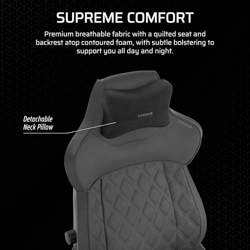 Corsair TC500 Luxe Gaming Chair – Premium Breathable Fabric – Wide Seat – Five-Way Adjustable Armrests – Adjustable Built-in Lumbar Support – 90-160