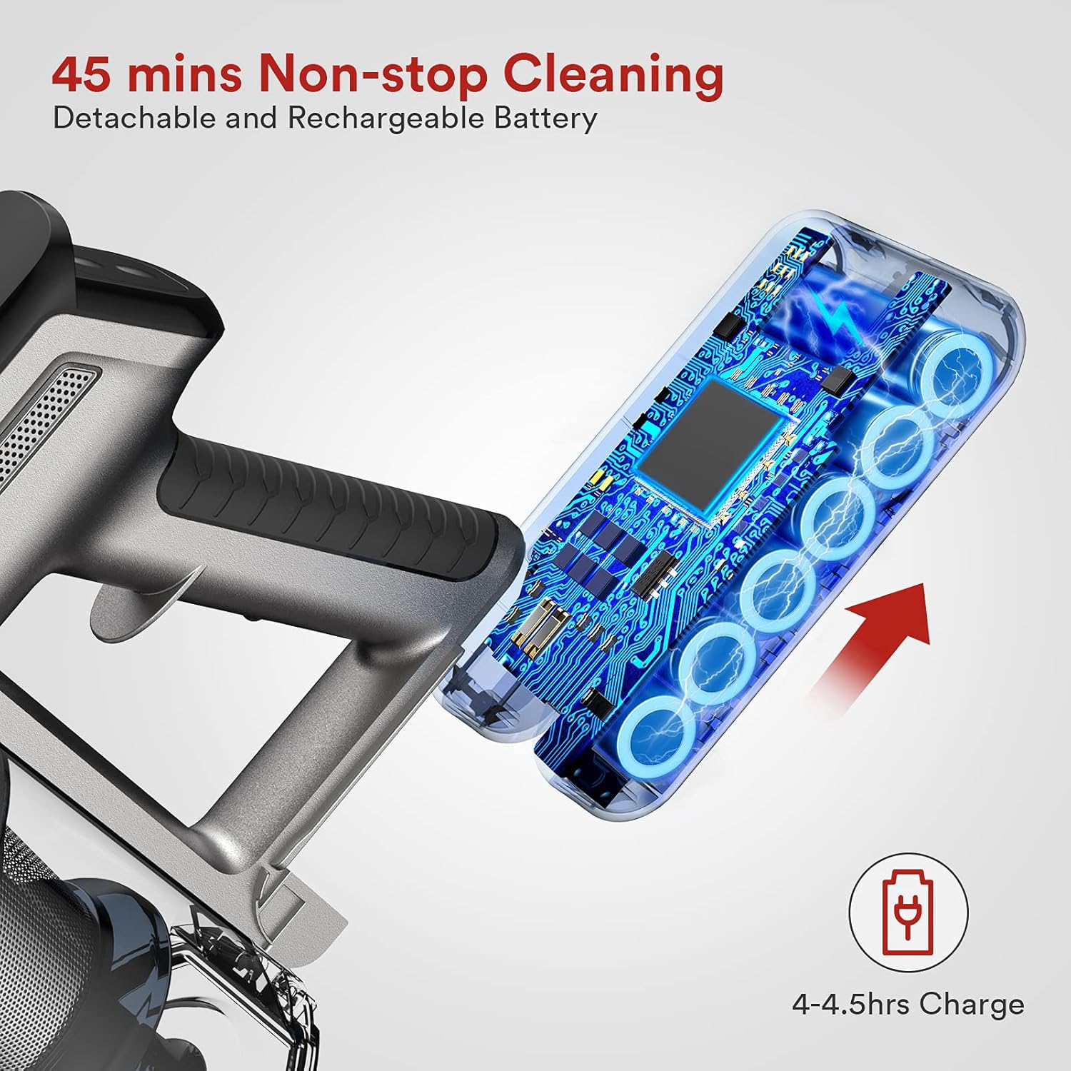 YTE Cordless Vacuum Cleaner, 6 in 1 Lightweight Handheld Vacuum with Powerful Suction, Rechargeable Battery Up to 45 Mins Runtime