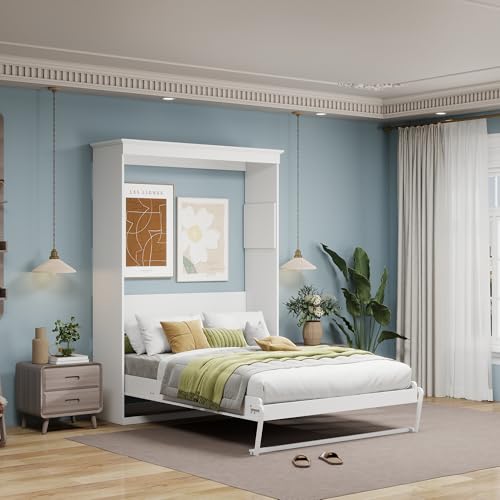 Black Wood Full Size Murphy Bed, Murphy Bed Full Space-Saving Wall Beds