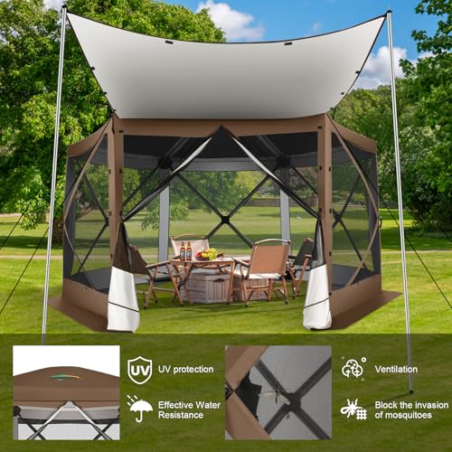 COBIZI 12x12ft Pop up Gazebo Screen Tent Screen House for Camping, Camping Outdoor Screened Gazebo, Canopy Tent