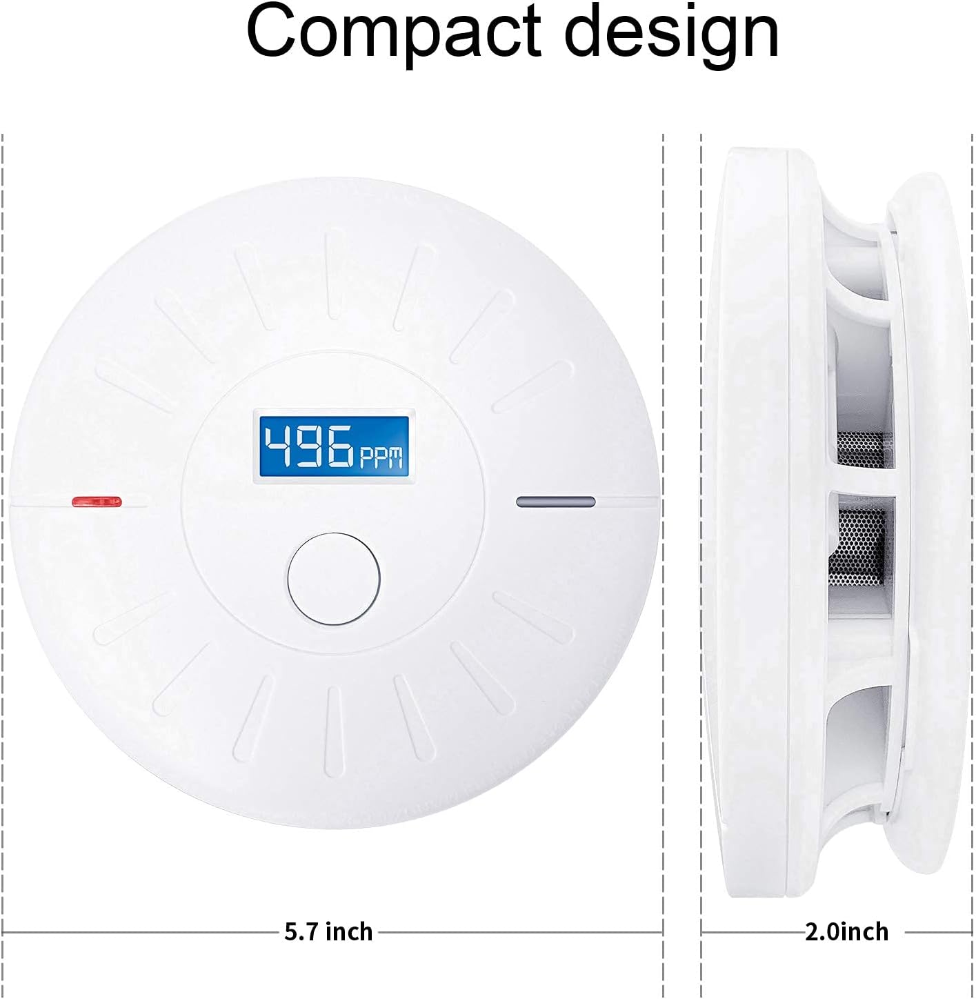 2 Pack 10 Year Battery Operated Smoke and Carbon Monoxide Detector, Portable Fire Co Alarm for Home and Kitchen