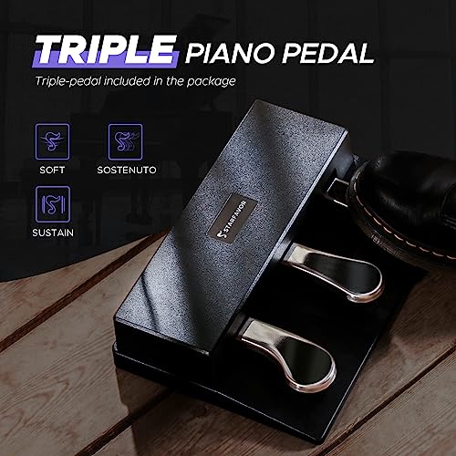 Starfavor 88 Key Full-Weighted Digital Piano, Electric Piano Keyboard for Beginner, Dual 30W Speakers, Graded Hammer Action 88 Keys, Triple Pedal