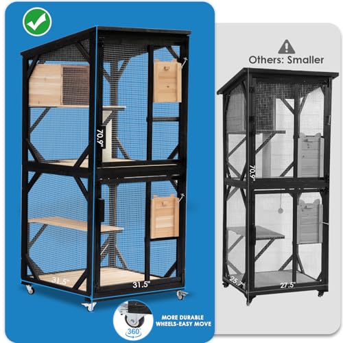 4 Tiers 70.9" H Cat Catio Cat House Outdoor Enclosure Window Large Outside Patio with Removable Floor