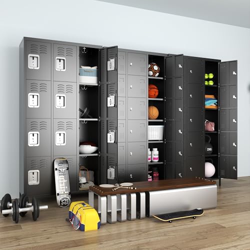 Metal Locker 3 Doors Storage Lockers for Employee,72" Tall Locker with Shelves and Hooks Steel Sports Locker for Office School Office Gym Home Garage