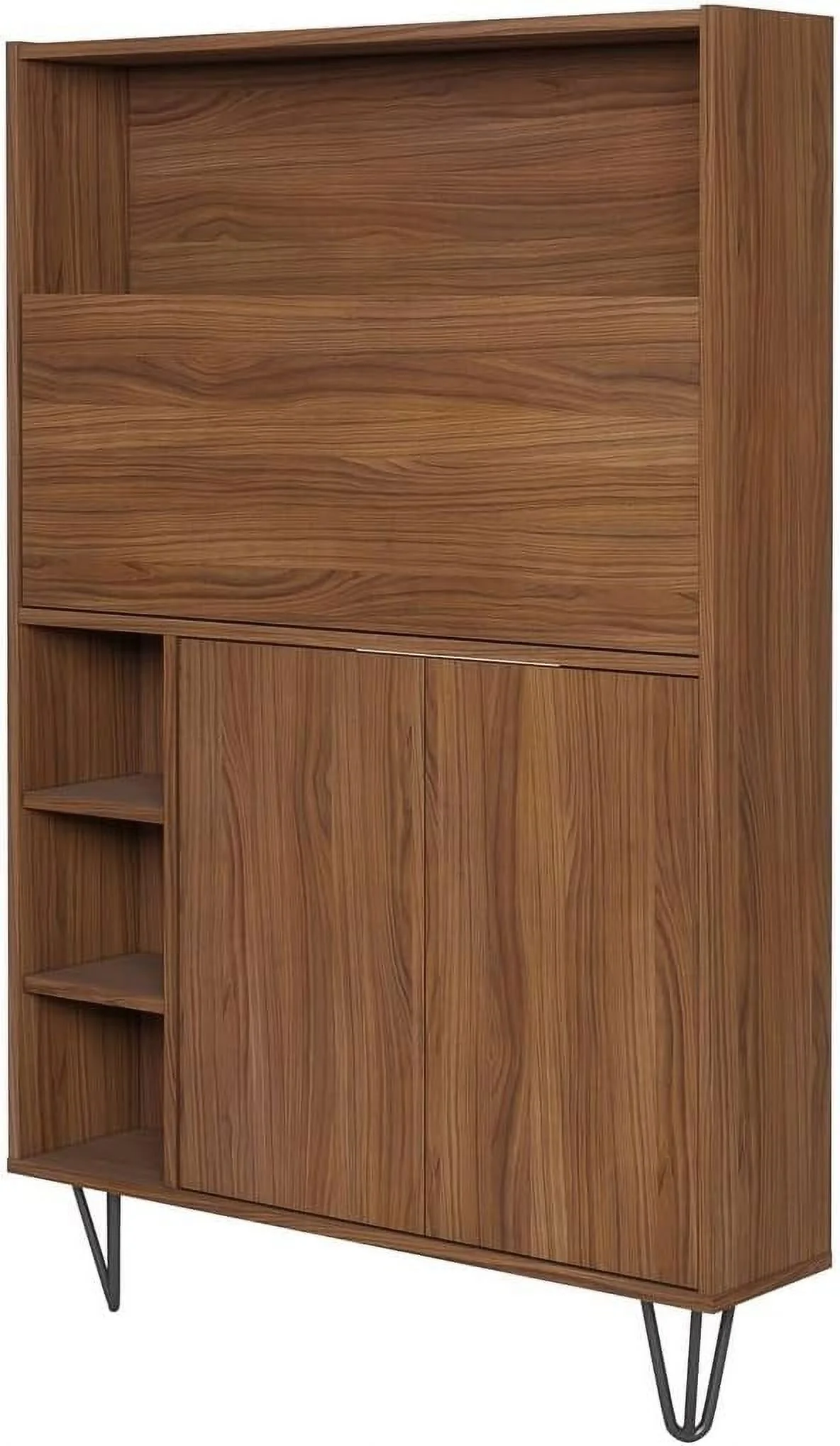 611031 Slim Bar Cabinet, Secretary Bookcase Desk With Storage