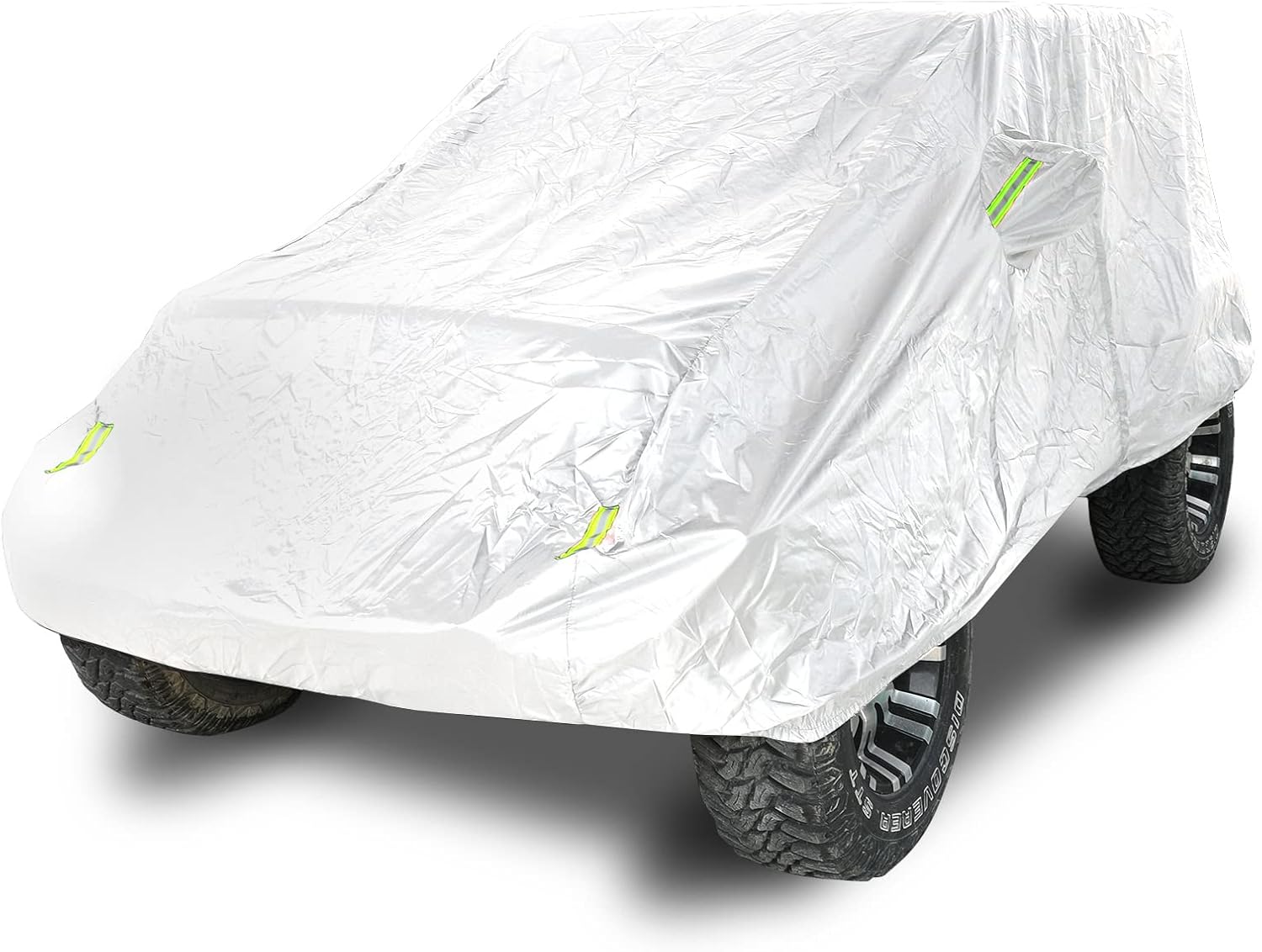 Silver 2-Door Full Car Cover Compatible with Jeep Wrangler CJ YJ TJ JK & JL 2 Door 1965-2021 All Weather Protection Snow Rain Waterproof Sun Shade