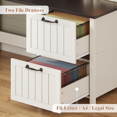 SEDETA Farmhouse 63" Executive Desk, Home Office Desk with File Drawer and Monitor Stand, Computer Desk with Drawers and Storage Cabinet