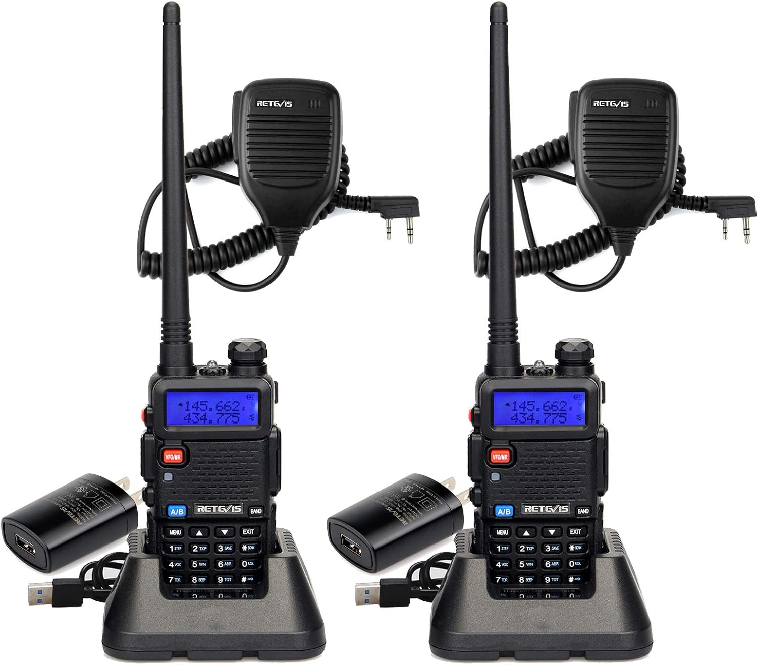 Retevis RT-5R Dual Band Two Way Radios Long Range, High Power 128CH LCD Walkie Talkies for Adults, 2 Way Radio for Hunting, Camping (2 Pack)