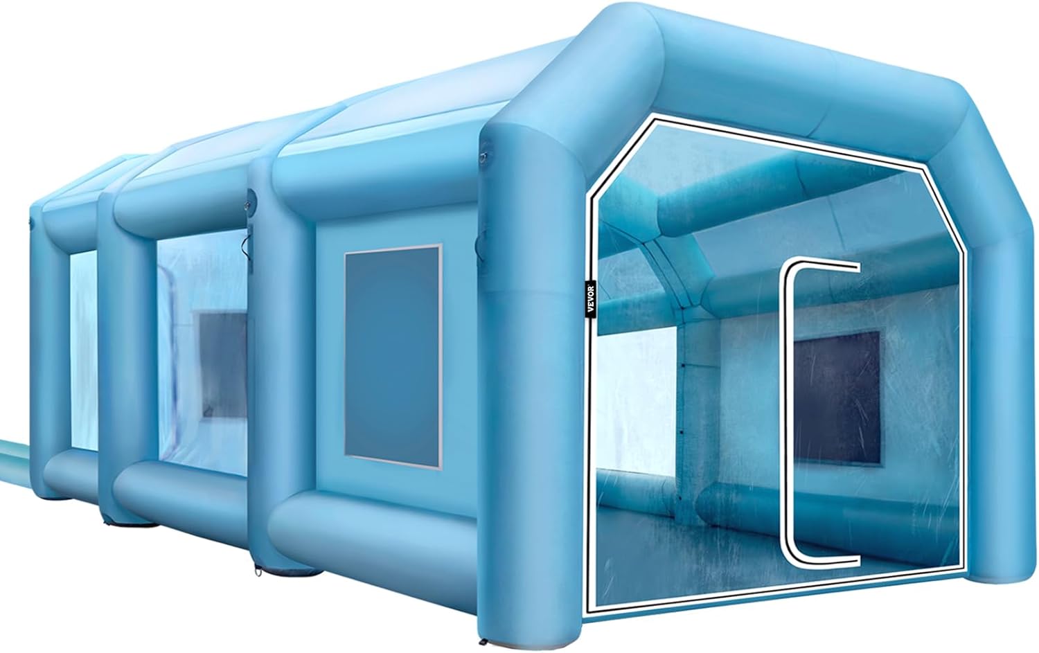 VEVOR Inflatable Paint Booth, 19.69x13.12x8.53 ft Spray Paint Booth, Powerful 750W+350W Blowers Inflatable Spray Booth with Air Filter System