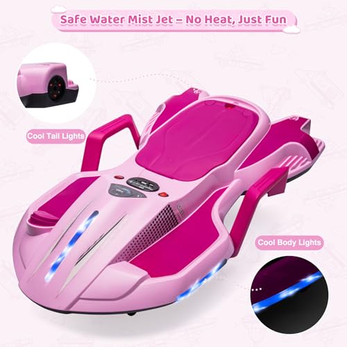 Dockey 24V Electric Ride On Toy for Kids Ages 6 & Up, High Power Drift Cart with Side Handlebars, Cool LED Lights & Music - Crazy Cart (White)