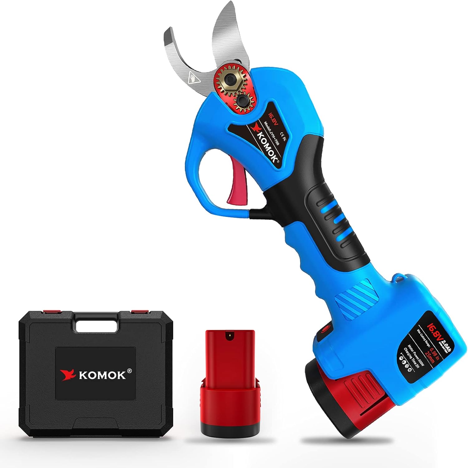 KOMOK Electric pruning shears, Professional Cordless Power Branch Cutter Fruit Tree Pruner, 2PCS 2Ah Battery Operated Pruning Shears