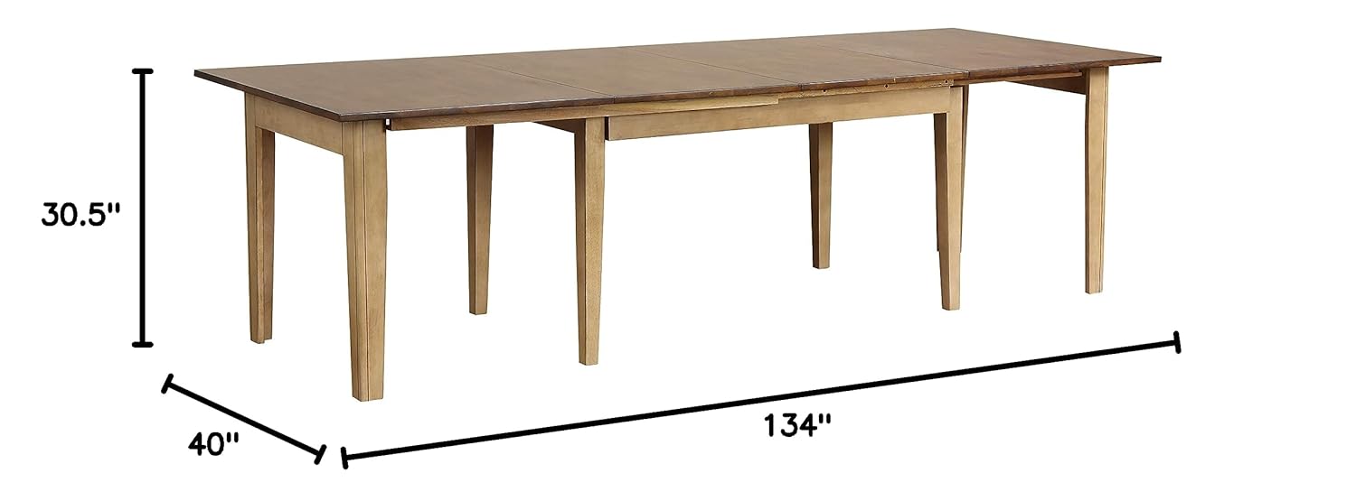 Sunset Trading Brook Dining Table, Distressed two tone light creamy wheat with warm pecan finish top