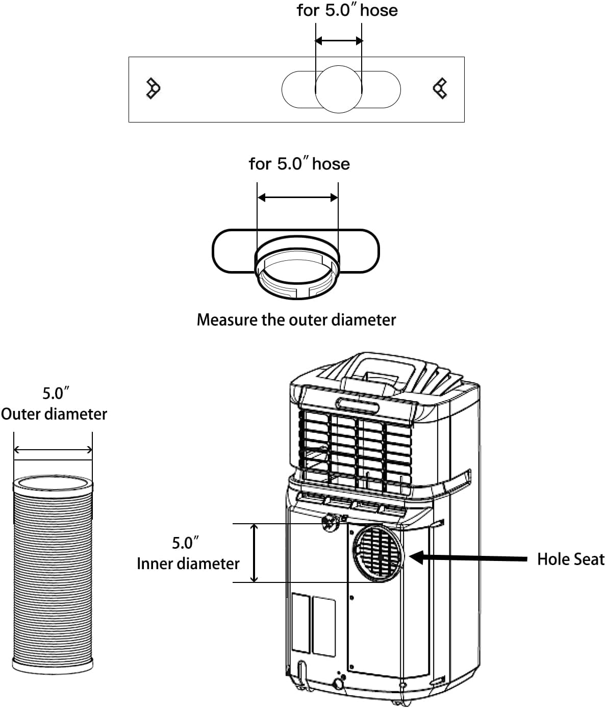 Gulrear Portable AC Window Kit for Vertical Window Portable Air Conditioner window seal parts Adjustable Length from 20" to 55" Sliding Window AC