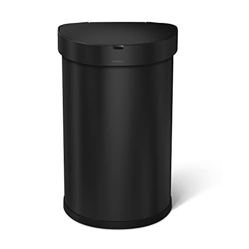 simplehuman 45 Liter / 12 Gallon Semi-Round Automatic Sensor Trash Can, Brushed Stainless Steel