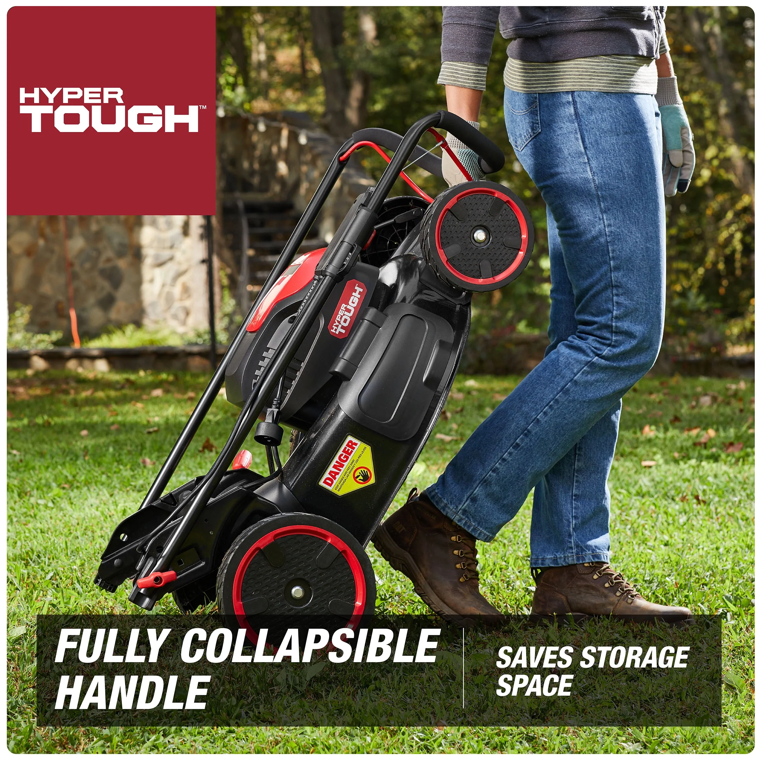 Hyper Tough 20 13A Corded Electric Push Walk-behind Lawn Mower, Bag collection, Mulching, Side-discharging