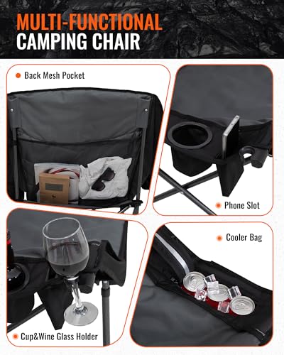 KingCamp Oversized XL Camping Chair, Heavy Duty 500lbs Folding Couch for Adults