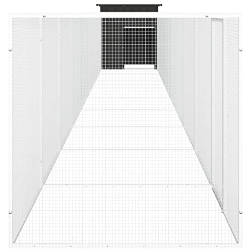 Outside Shelter Chicken coop Outdoor Bunny Cage Chicken Cage Anthracite 393.7"x35.8"x39.4" Galvanized Steelfor Outdoor and Yard Farm Use