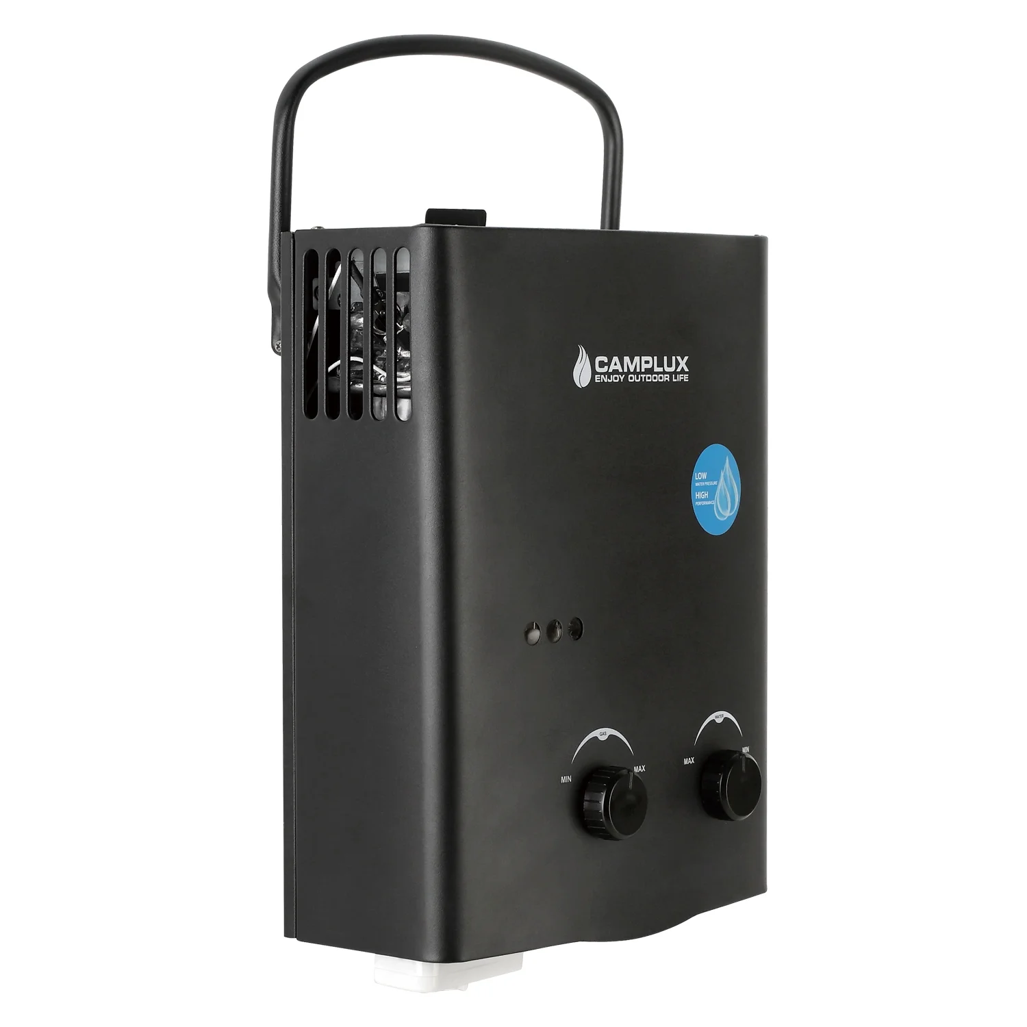 Camplux AY132BP43 Outdoor Portable Propane  Tankless Water Heater with 1.2 V Water Pump Black