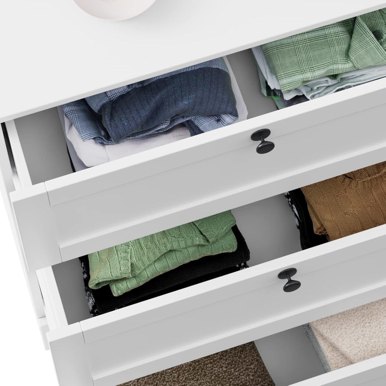 HOSTACK Storage Cabinet, 6 Drawer Dresser with Wide Space, Modern Closet Storage Drawers, Wooden Sideboard for Living Room, Bedroom, Dining Room