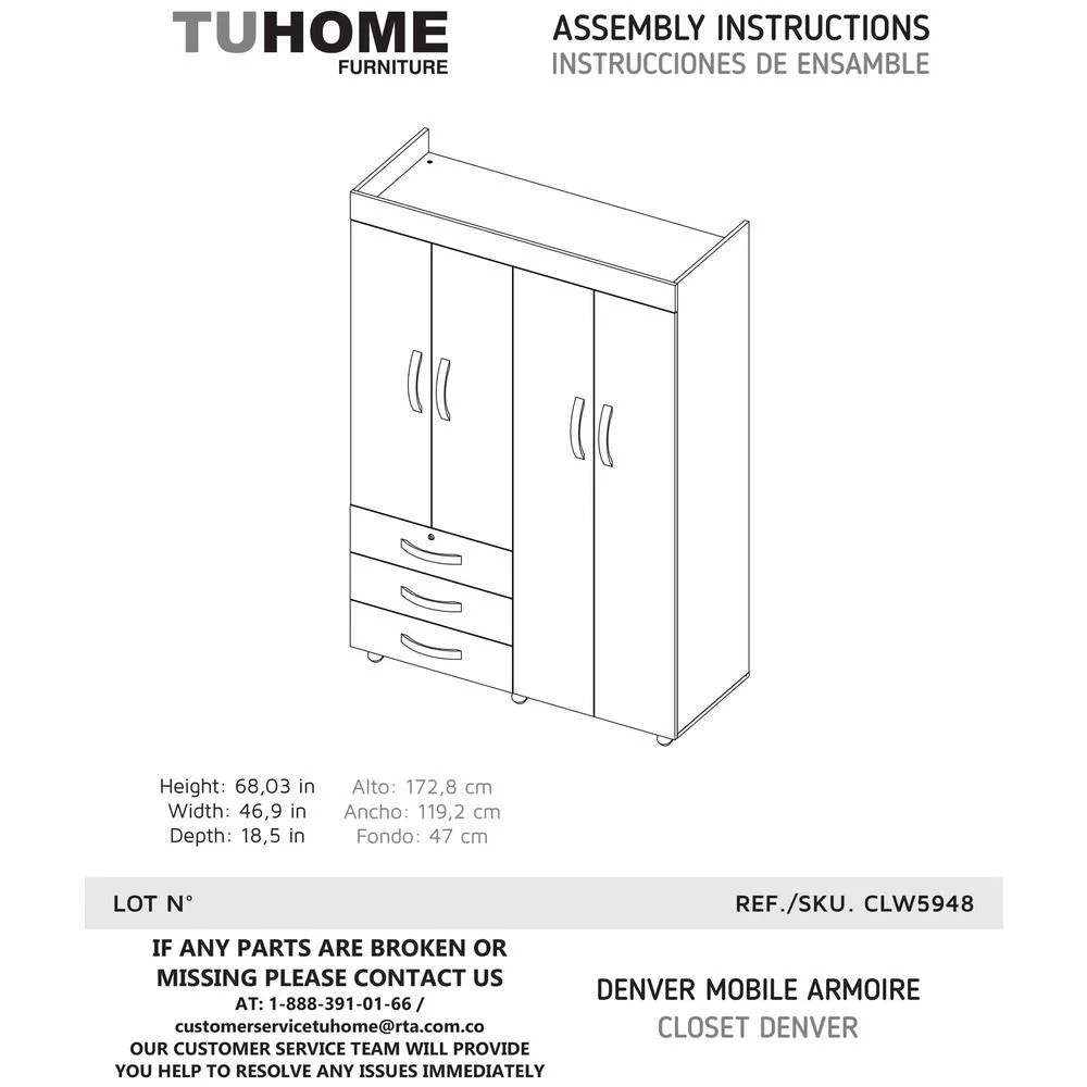 FM FURNITURE LLC Janeiro Armoire ,Black