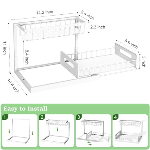 REALINN Under Sink Organizer and Storage, 2 Pack Pull Out Cabinet Organizer Slide Out Sink Shelf Cabinet Storage Shelves