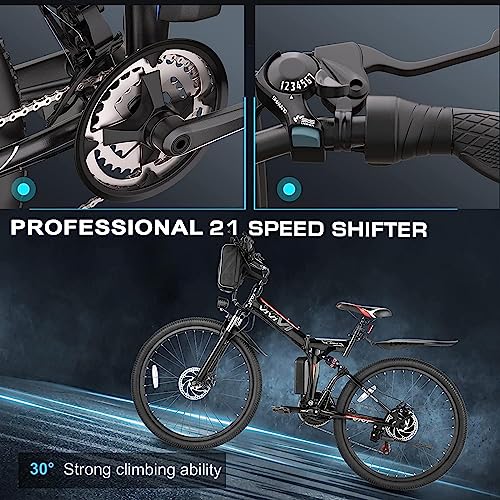 Vivi Electric Bike for Adults 750W Peak Folding Electric Mountain Bike 26'' Commuter Ebike 22MPH Adult Electric Bicycles with Removable Battery