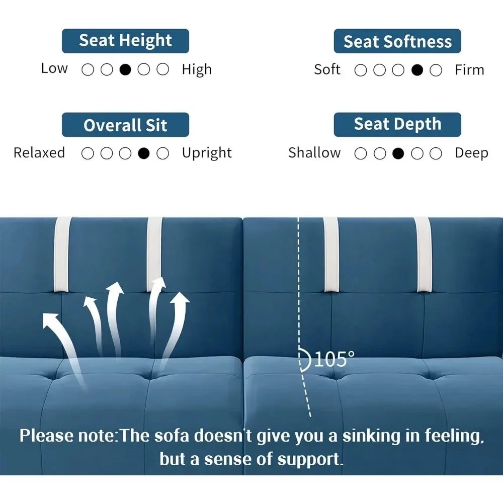 Convertible Sofa Futon Sofa Bed Living Room Sofas Apartment Office Small Space With Adjustable Armrest Backrest Furniture Home