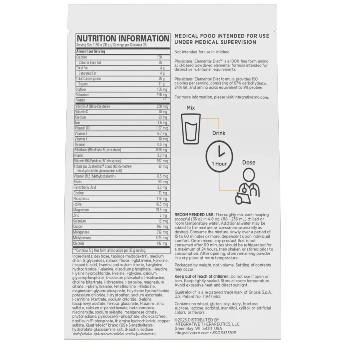PHYSICIANS' ELEMENTAL DIET by Integrative Theraputics - Kansas Nuitrition - HNZSDS