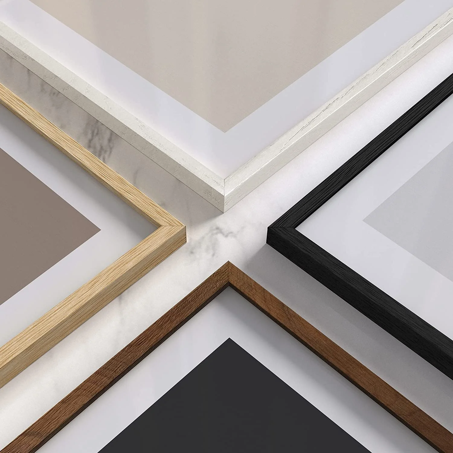 Haus and Hues 12"x16" Beige Oak Wood Picture Frame Set of 4 - 12x16 Wood Picture Frame, 12x16 Frames 4 Pack, 12x16 Poster Frame, 12x16 Frame Wood
