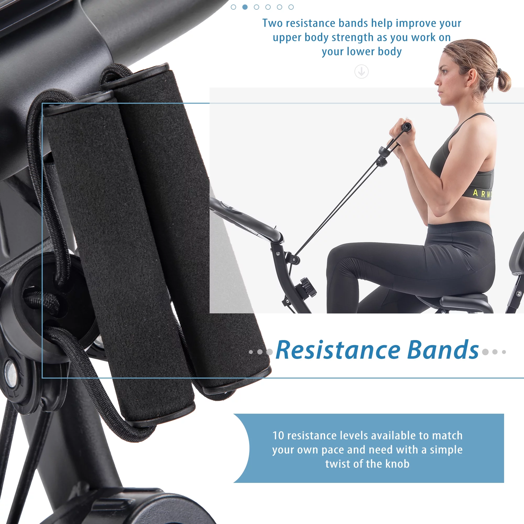 Folding Exercise Bike with Arm Workout, Recumbent Exercise Bike, Fitness Upright and Recumbent X-Bike with 10-Level Adjustable Resistance
