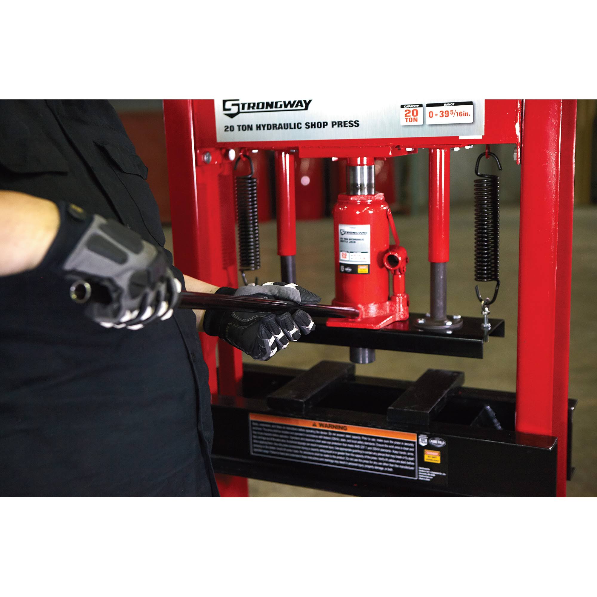 Strongway Hydraulic Shop Press - 20-Ton Capacity
