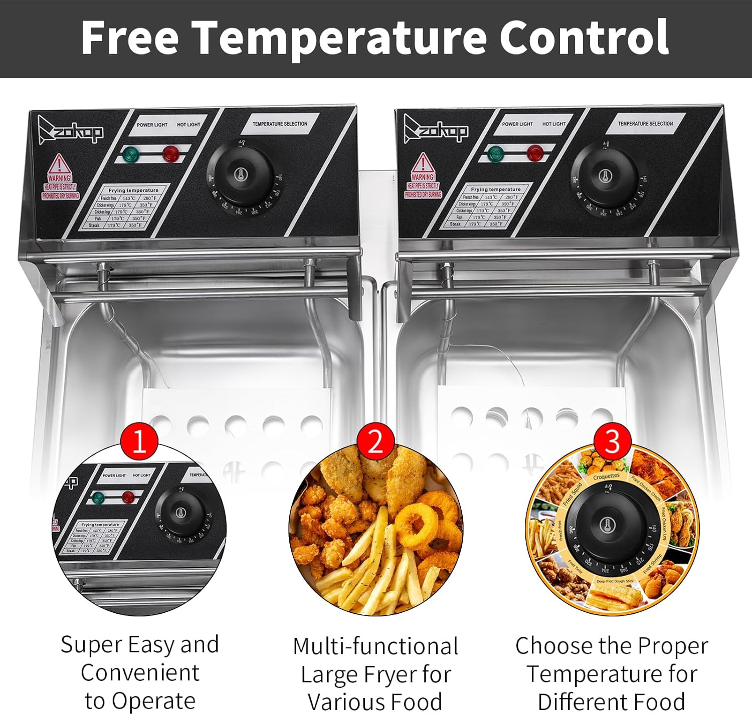 Electric Deep Fryer with Basket for Home Use, 12.7QT/12L Large Deep Fryer with Temperature Control, Commercial Fryer for Home, Commercial Kitchen