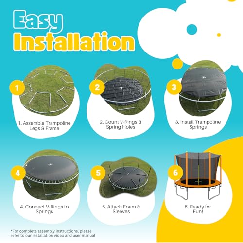 SkyBound Trampoline with Safety Enclosure Net - 10ft 12ft 14ft 15ft 16ft Large Outdoor Backyard ASTM Approved Trampolines for Kids & Adults