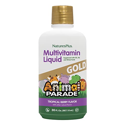 NaturesPlus Animal Parade Source of Life Gold Children's Liquid Multivitamin, 30 OZ - Natural Tropical Berry Flavor - Immune Support Supplement