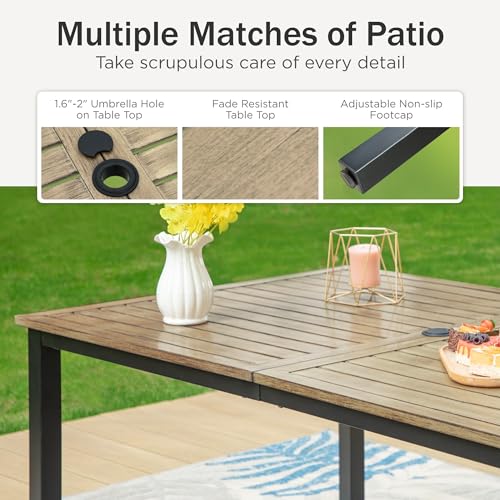 PHI VILLA 5 PCS Outdoor Patio Dining Set with Swivel Dining Chairs (Blue) and 37"x 37" Metal Steel Dining Table(1.57" Umbrella Hole)