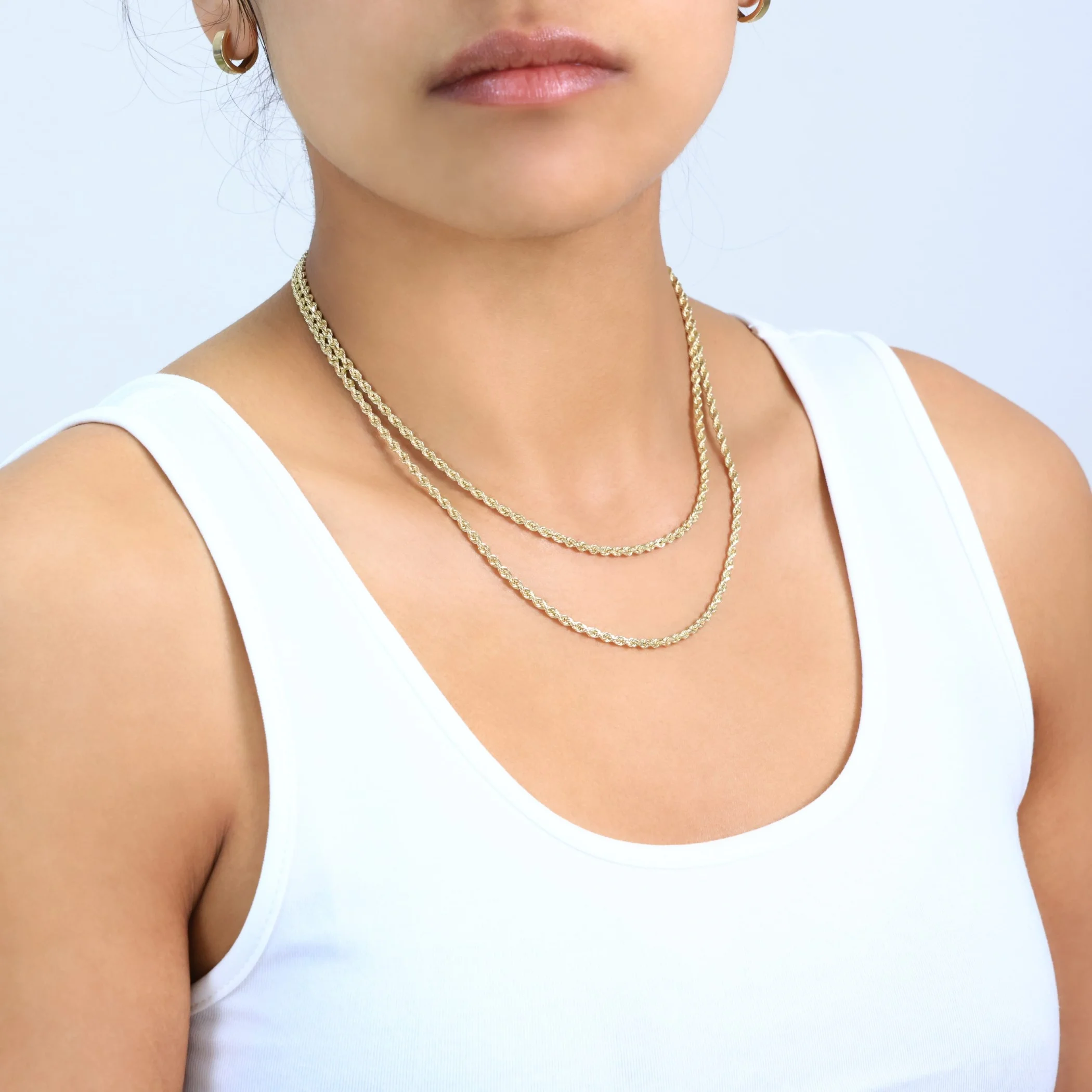 Nuragold 14k Yellow Gold 3mm Rope Chain Diamond Cut Necklace, Mens Womens Jewelry 16" - 30"