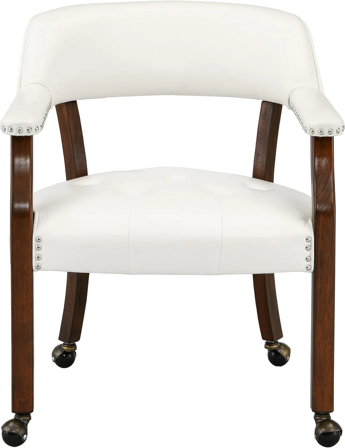 Dining Chairs With Casters And Arms, Rolling Dining Chairs With Wheels, Accent Game Chairs, Solid Wood Caption's Chairs Office Desk Chairs
