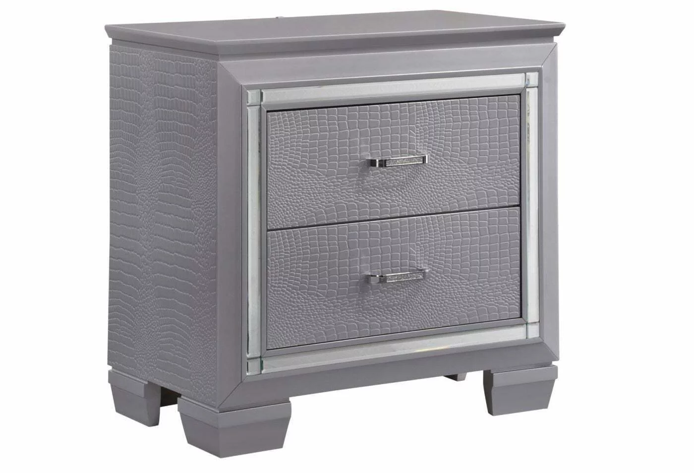 Beautiful 3pc Queen Size LED Upholstered HB Bed Chest Nightstand Wood Bedroom Furniture Set
