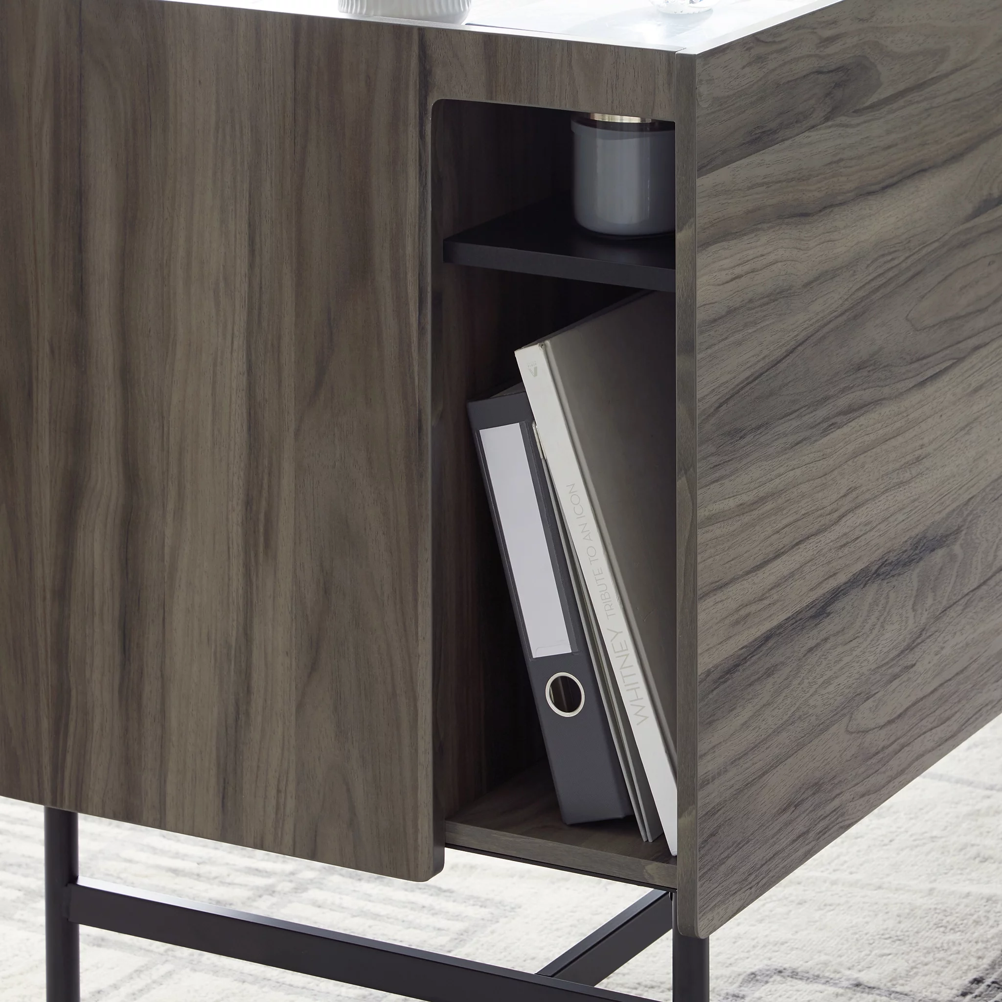 Sauder Harvey Park Double Pedestal Home Office Desk with Storage, Jet Acacia Finish