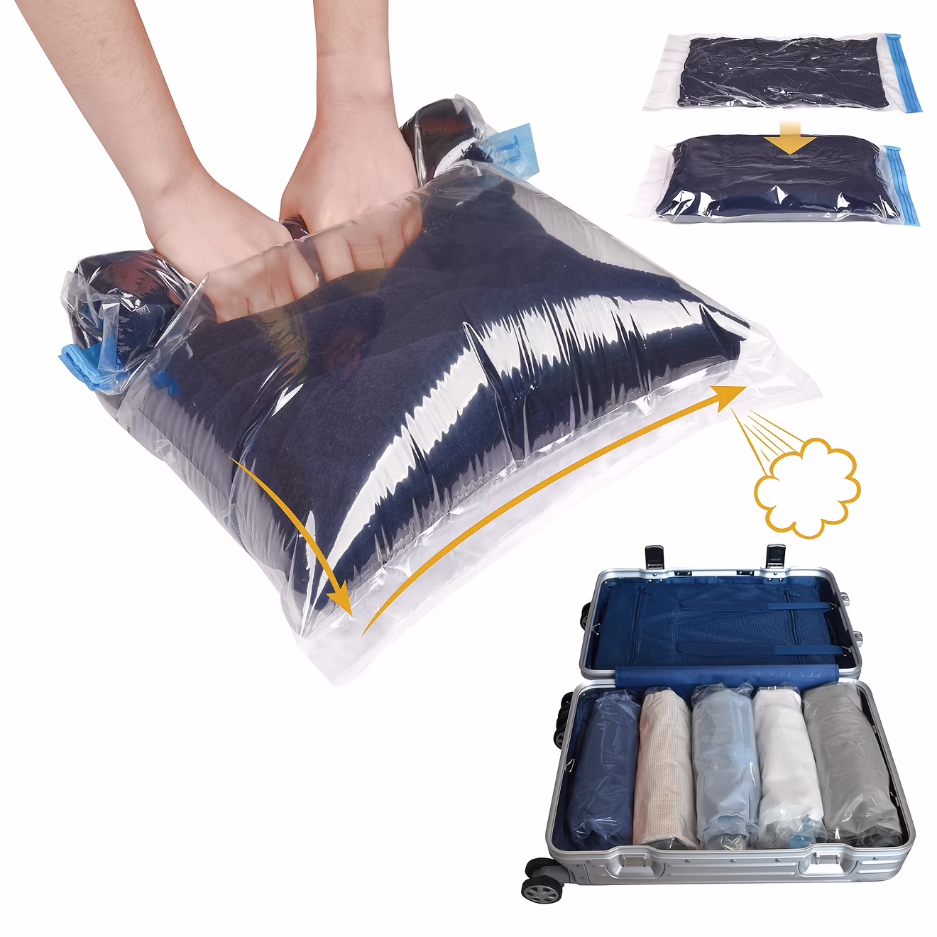 12 Pack Durable Plastic Roll-Up Space Saver Bags for Travel