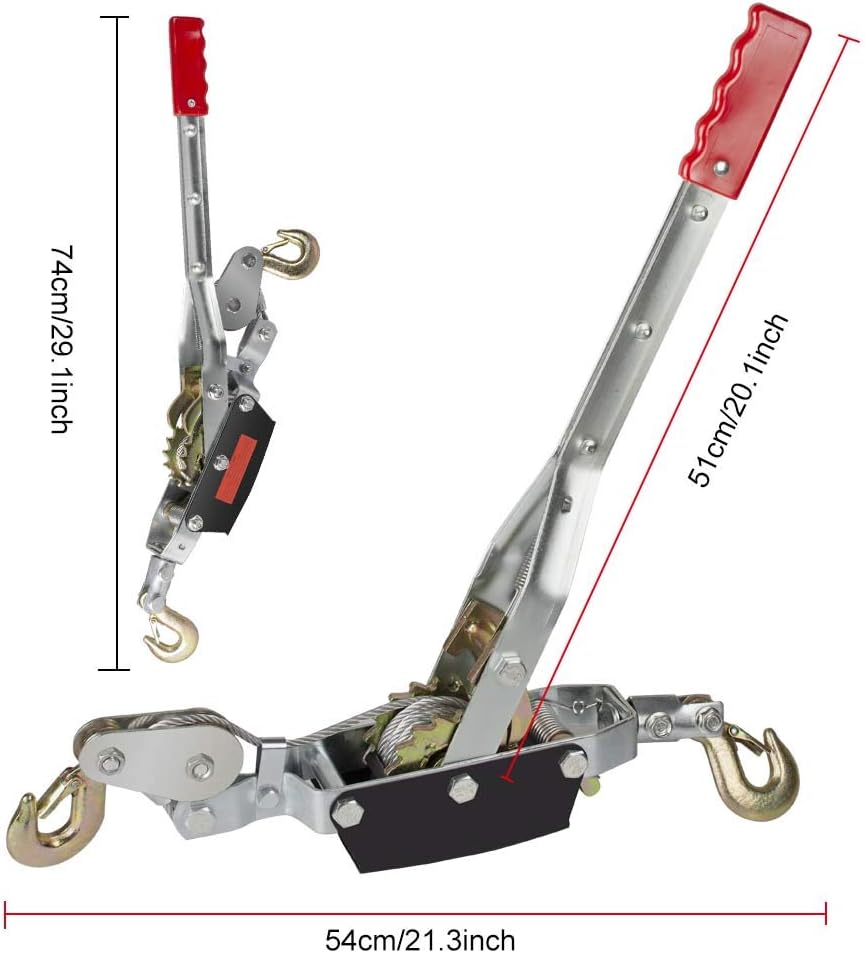 Zinnor 4-Ton Dual Gear Power Puller, Heavy-Duty Hand Puller with Cable Rope – 4 Ton Capacity, Dual (2) Gear