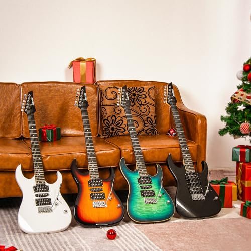 AODSK Electric Guitar with Amp Beginner Kit 39 Inch Solid Body Full Size,All Accessories,Digital Tuner,Six Strings,Four Picks,Tremolo Bar,Strap