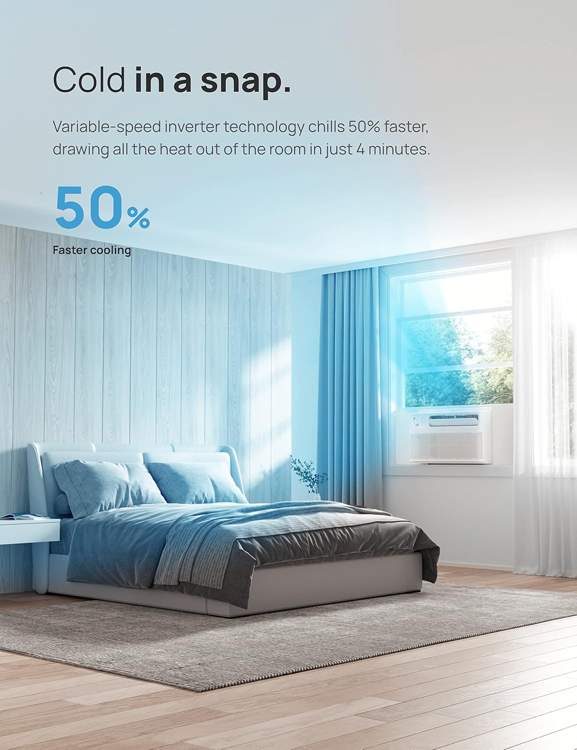 Dreo Inverter Window Air Conditioner, 7500 BTU AC Unit for Room Bedroom, Easy Installation, 42 db Ultra Quiet, ENERGY STAR Certified