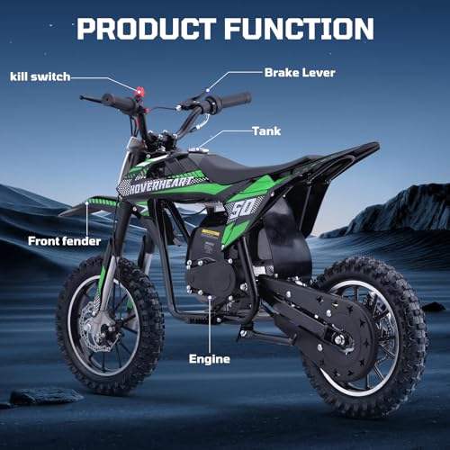 Kids 50cc Dirt Bike, 49cc Gas Dirt Bike for Kids 8-14, Gas Powered Mini Dirt Bikes, 2 Stroke Dirt Bikes, Max Load 165 Lbs