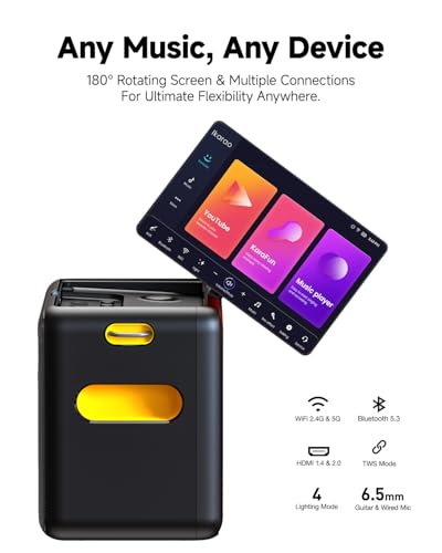 Ikarao Smart Karaoke Machine for Adults - with Lyrics Display, 32GB Karaoke Tablet, 2 Wireless Mics, Professional Karaoke System, 300W Peak Power